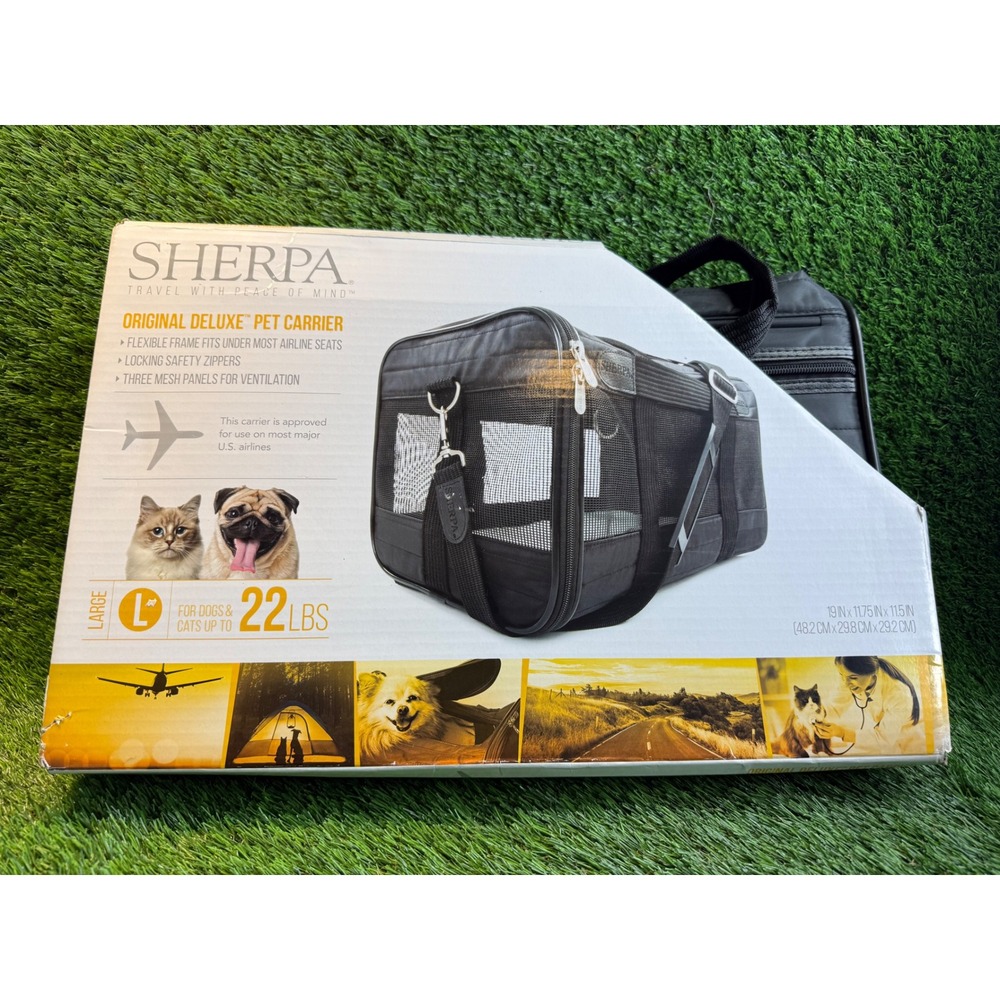 Sherpa Original Deluxe Pet Carrier Large Black Airline Approved Travel Bag 22lbs